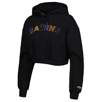 Women's The Wild Collective Black Baltimore Ravens Cropped Pullover Hoodie
