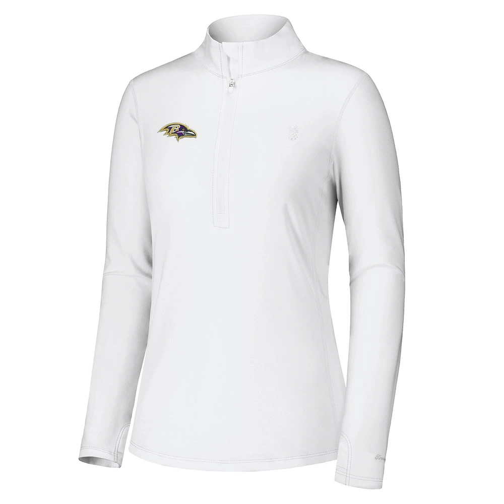 Veste zippée quart de tour Tommy Bahama blanche Baltimore Ravens Sport Playa Vista pour femme
