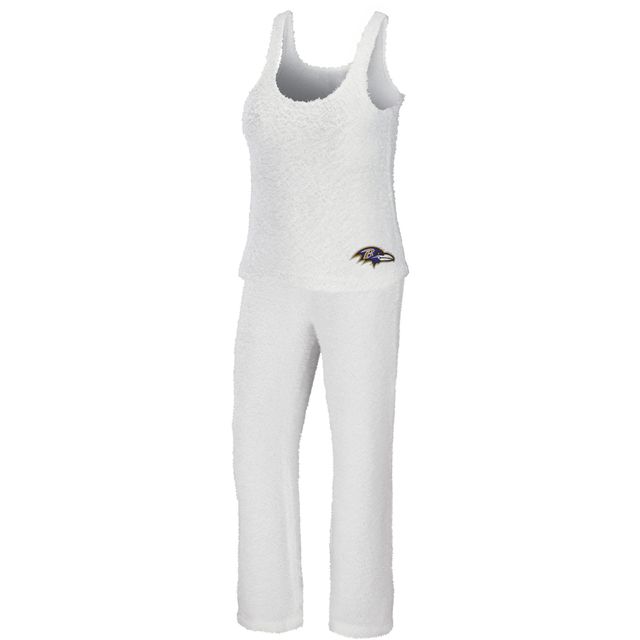 Ensemble de nuit pour femme WEAR by Erin Andrews avec débardeur et pantalon à encolure dégagée confortable Baltimore Ravens couleur crème