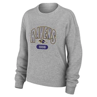 Women's WEAR by Erin Andrews  Heather Gray Baltimore Ravens Plus Knitted Tri-Blend Long Sleeve T-Shirt & Pants Lounge Set