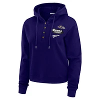 Women's WEAR by Erin Andrews Purple Baltimore Ravens Waffle-Knit Pullover Hoodie