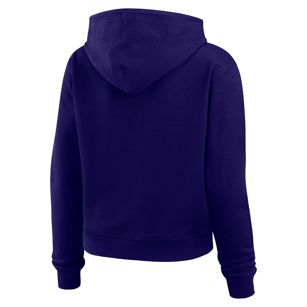 Women's WEAR by Erin Andrews Purple Baltimore Ravens Waffle-Knit Pullover Hoodie