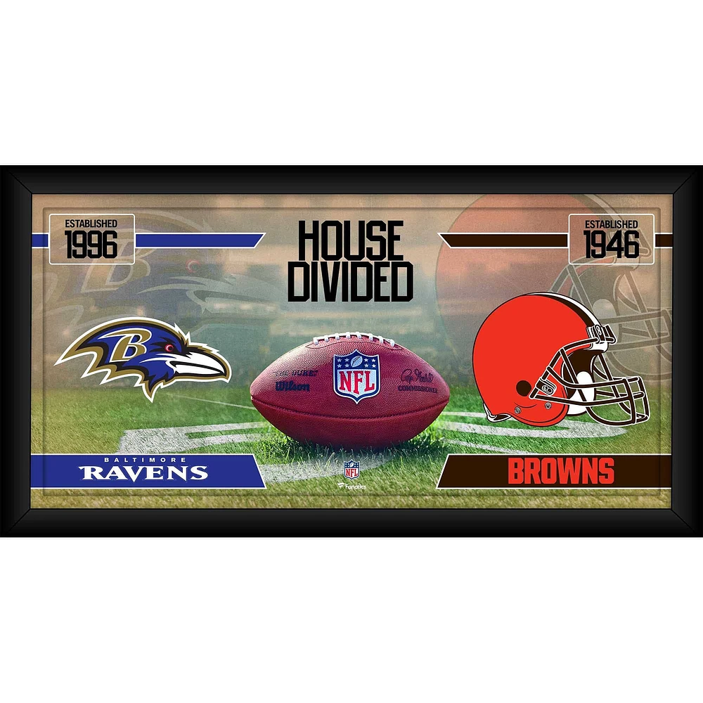 Baltimore Ravens vs. Cleveland Browns Framed 10" x 20" House Divided Football Collage