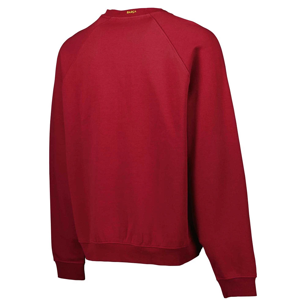 Men's Burgundy Barcelona Foundation Oversized Raglan Pullover Sweatshirt
