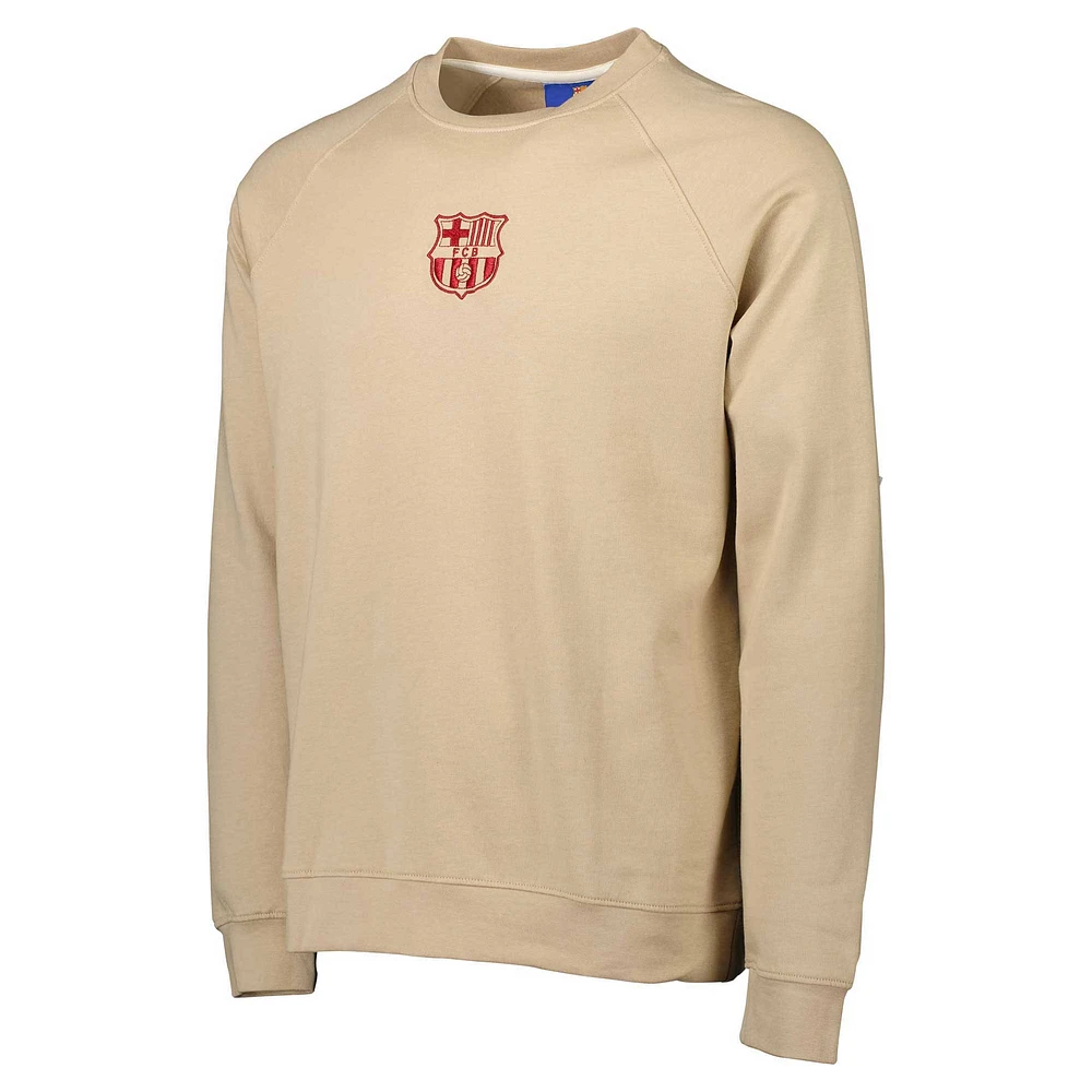 Men's Khaki Barcelona Simplicity Leisure Raglan Pullover Sweatshirt