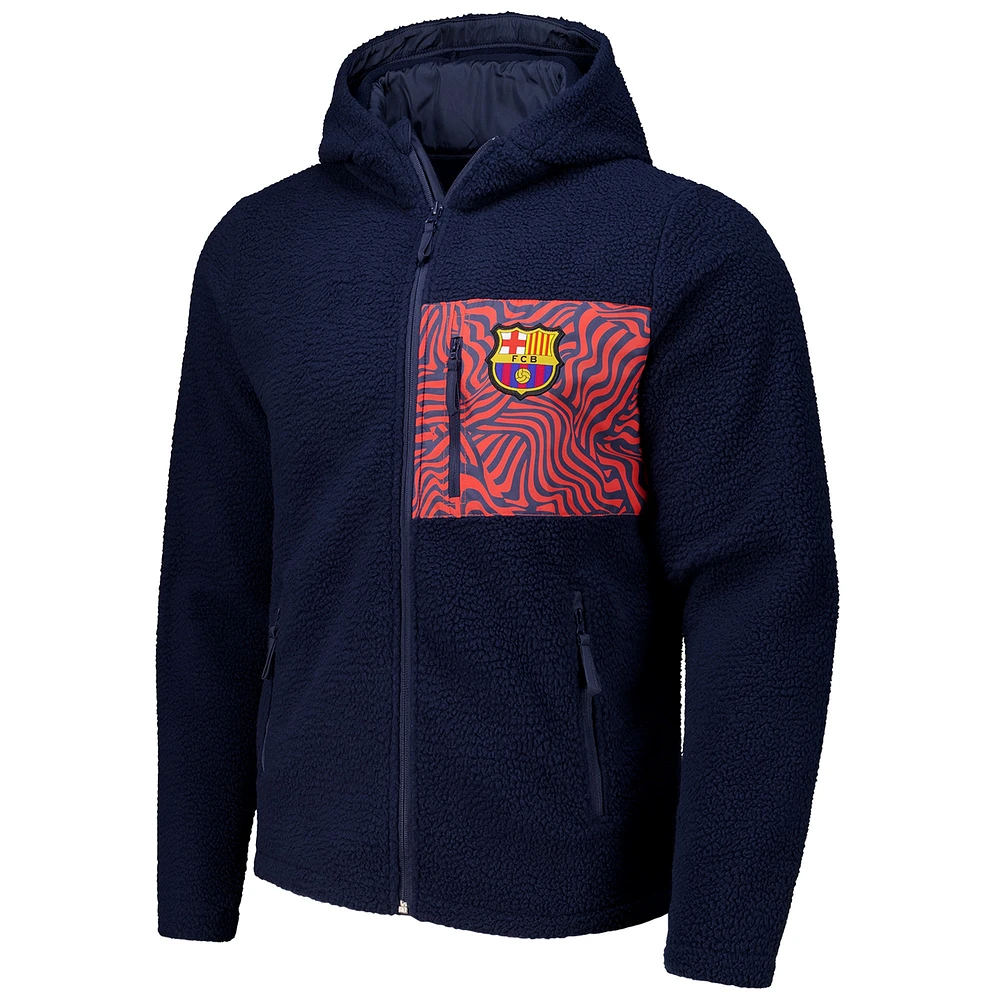 Men's  Navy Barcelona Sherpa Full-Zip Hoodie Jacket