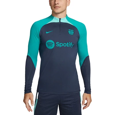 Haut à manches longues avec fermeture éclair quart de performance Nike Barcelona Strike Drill 2023/24 pour Homme Gris