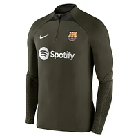 Men's Nike Olive Barcelona Strike Drill 2023/24 Performance Quarter-Zip Long Sleeve Top