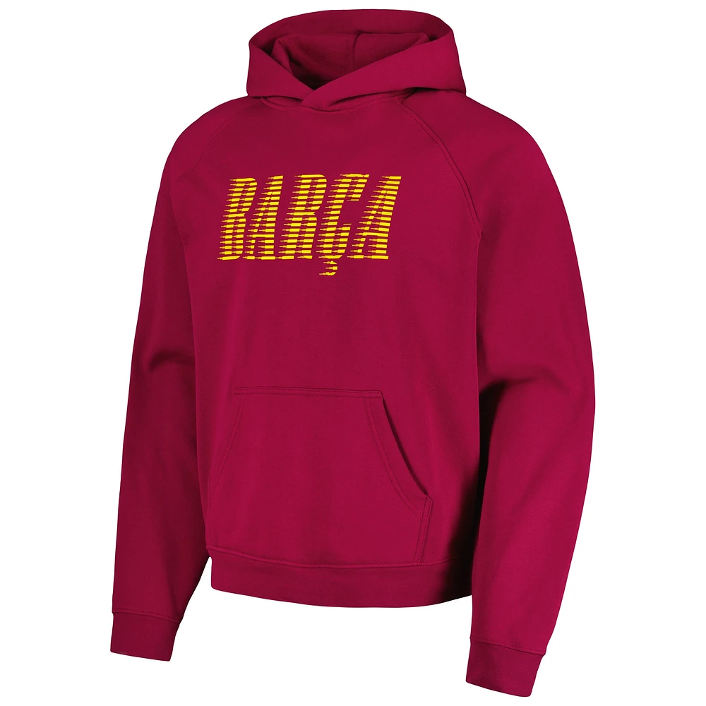 Men's Red Barcelona Team Oversized Raglan Pullover Hoodie