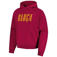 Men's Red Barcelona Team Oversized Raglan Pullover Hoodie