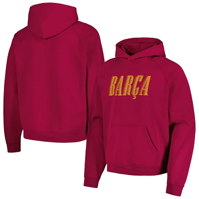 Sweat à capuche raglan surdimensionné pour hommes, rouge, équipe de Barcelone