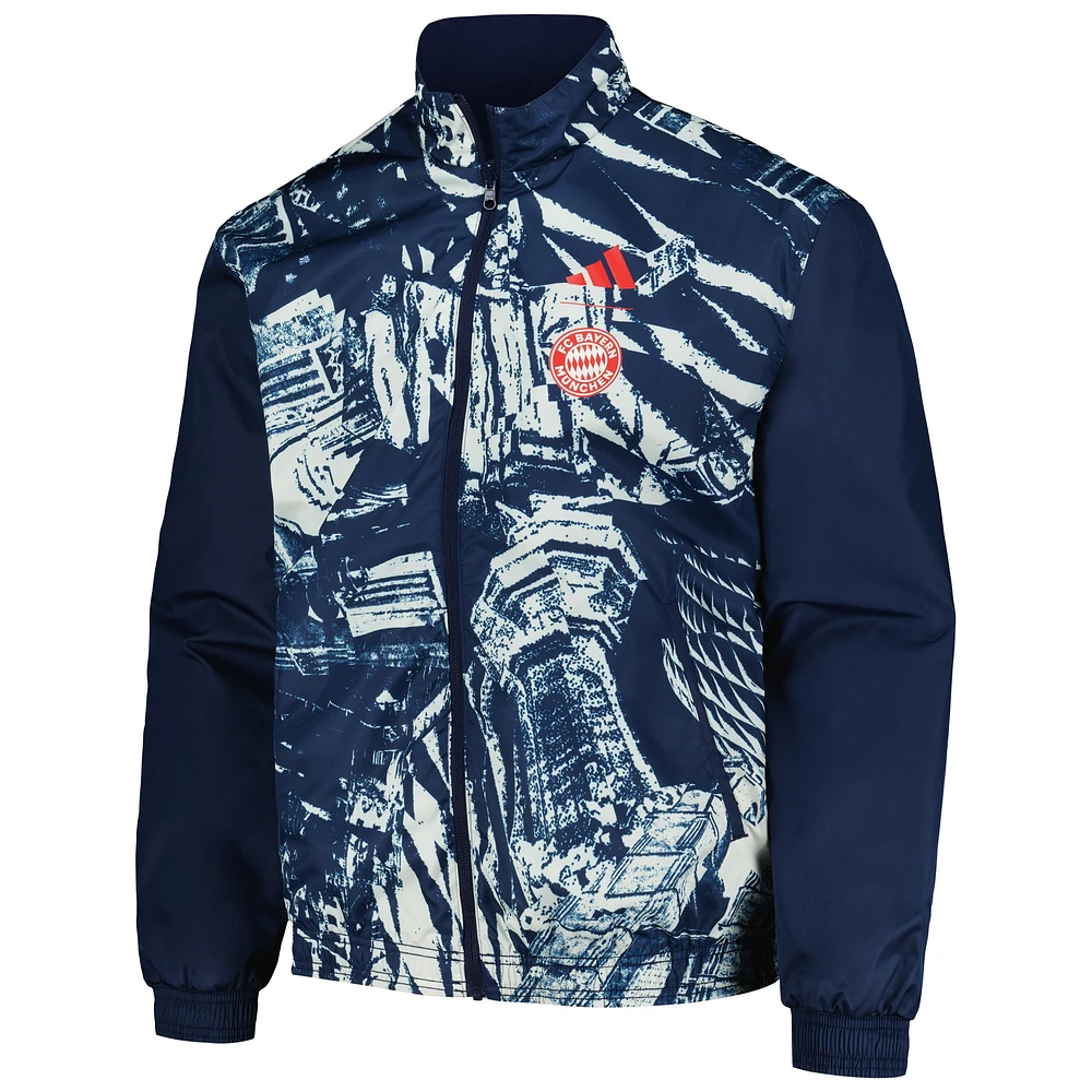 Men's adidas  Blue Bayern Munich 2023/24 Reversible Anthem Full-Zip Jacket