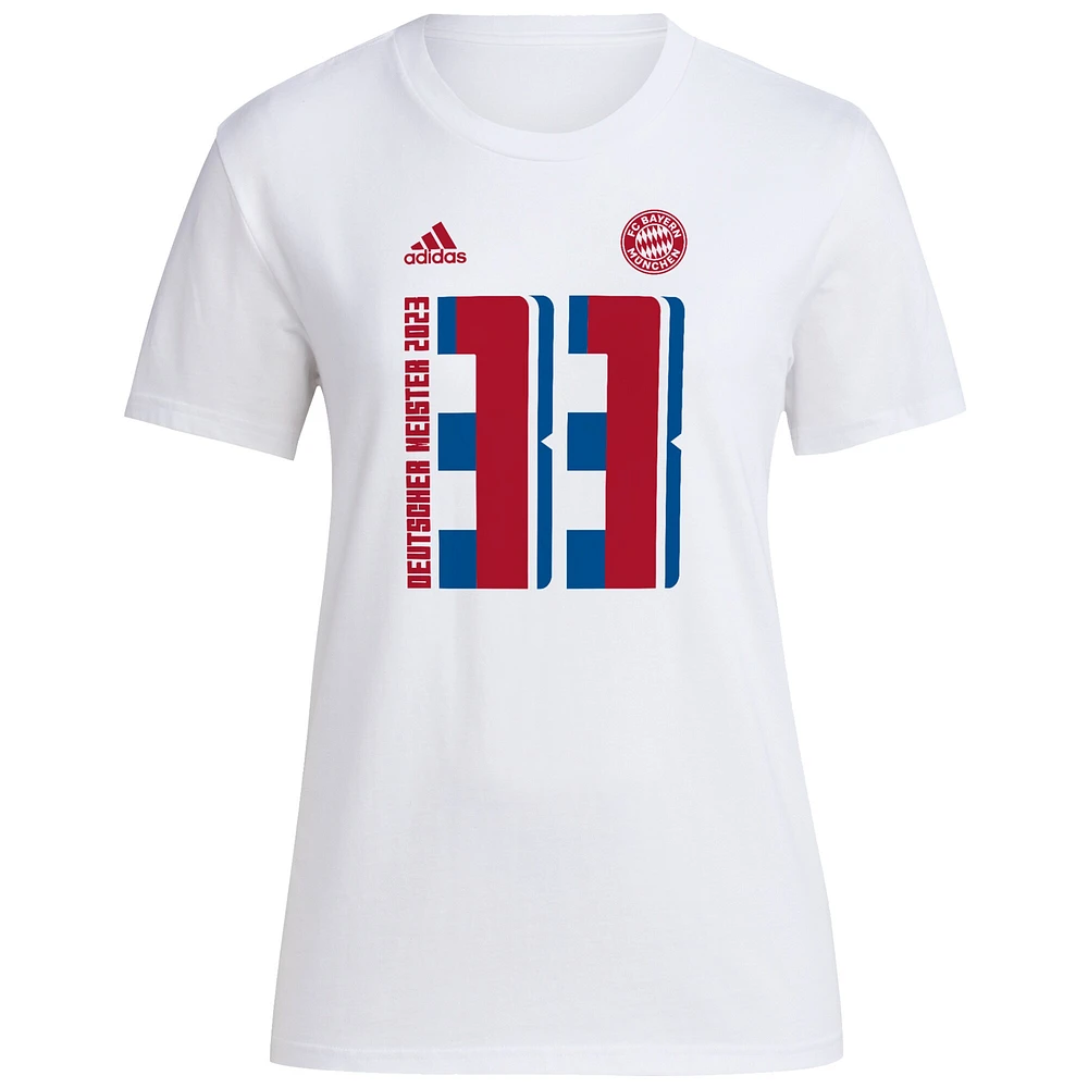 T-shirt femme blanc adidas Bayern Munich 2022/23 Bundesliga Champions