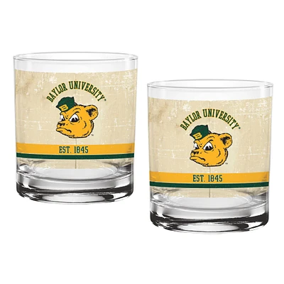 Baylor Bears paquet de deux 14oz. Ensemble de verres vintage beige