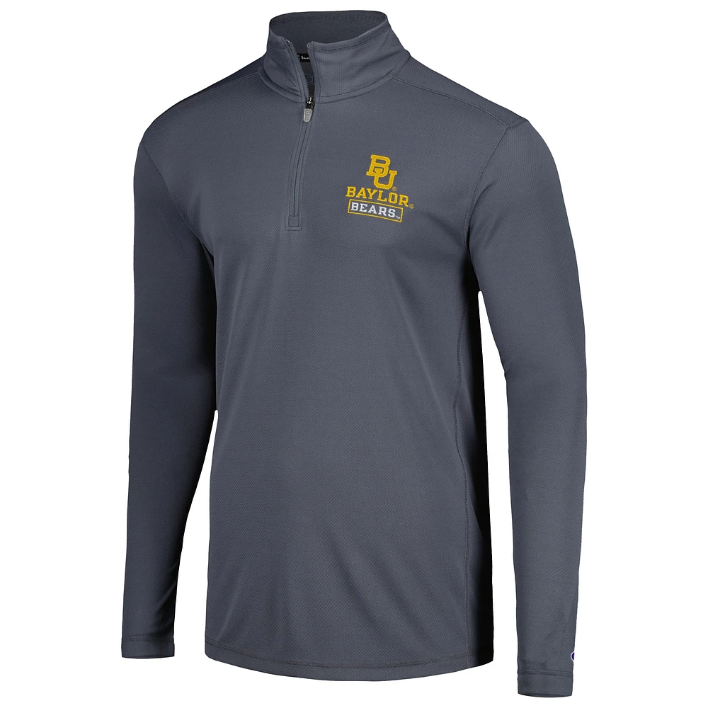 Men's Champion Gray Baylor Bears Textured Quarter-Zip Jacket