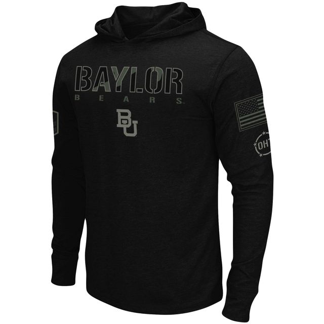 Colosseum Black Baylor Bears OHT Military Appreciation Hoodie T-shirt à manches longues pour homme