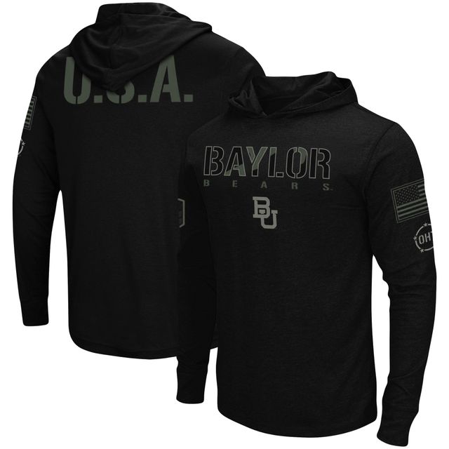 Colosseum Black Baylor Bears OHT Military Appreciation Hoodie T-shirt à manches longues pour homme