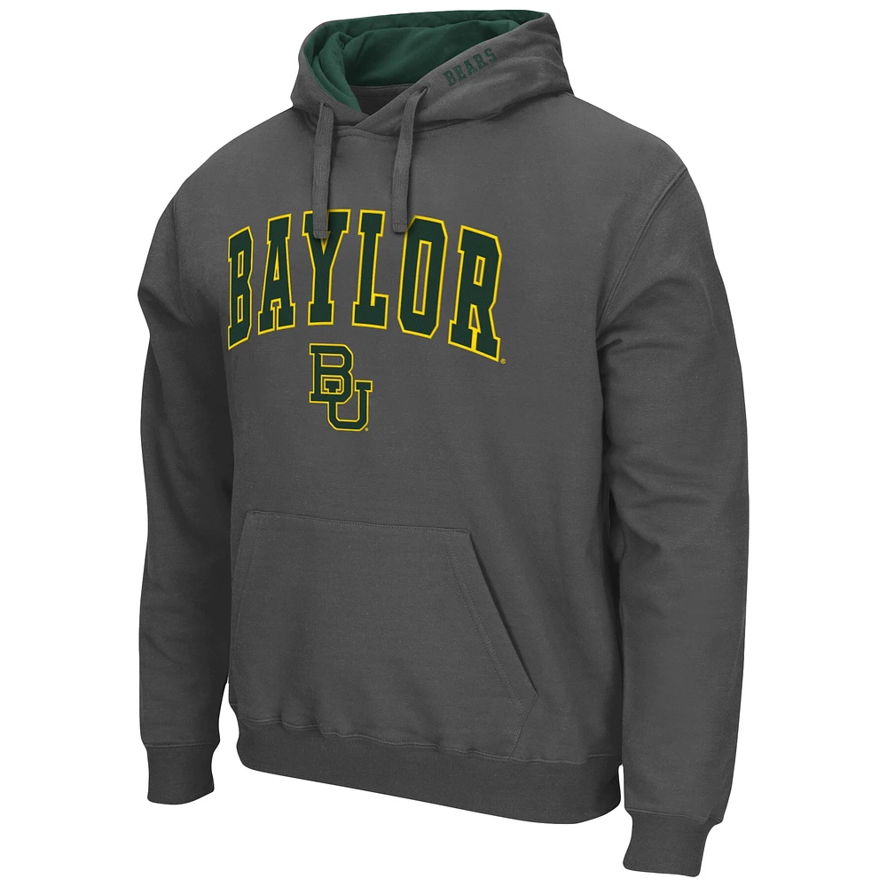 Men's Colosseum Charcoal Baylor Bears Arch & Logo 3.0 Pullover Hoodie