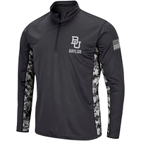 Men's Colosseum Charcoal Baylor Bears OHT Military Appreciation Rival Digi Camo Quarter-Zip Jacket
