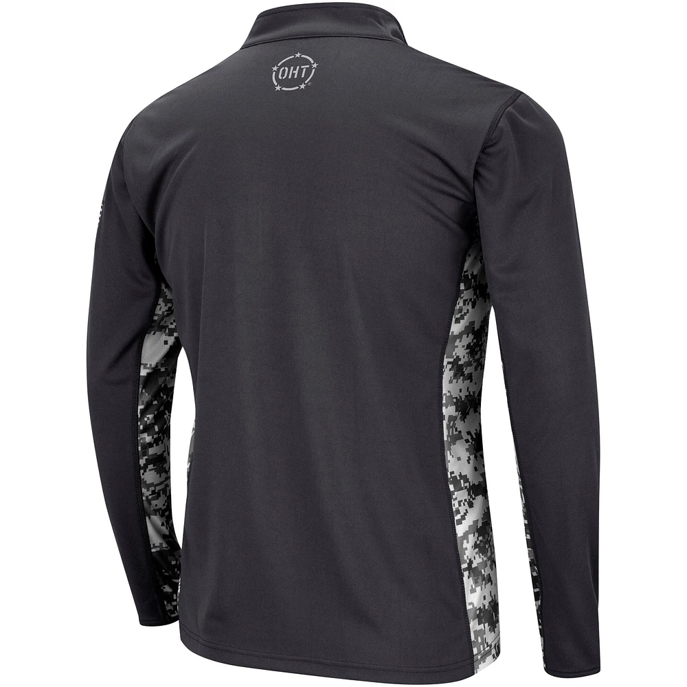 Men's Colosseum Charcoal Baylor Bears OHT Military Appreciation Rival Digi Camo Quarter-Zip Jacket
