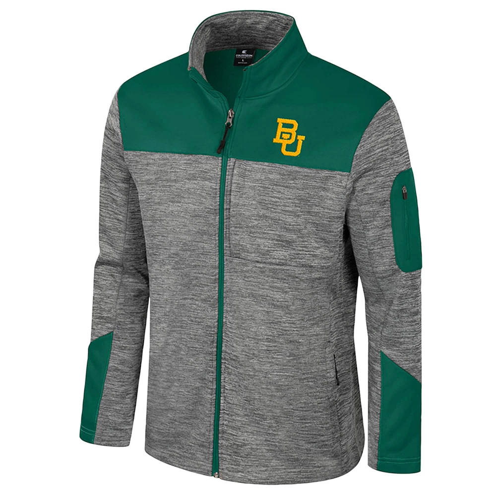 Men's Colosseum  Gray/Green Baylor Bears Guard Full-Zip Jacket