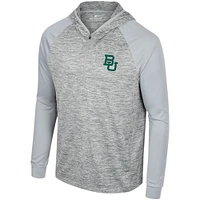 Men's Colosseum Gray Baylor Bears Cybernetic Raglan Quarter-Zip Hooded Top
