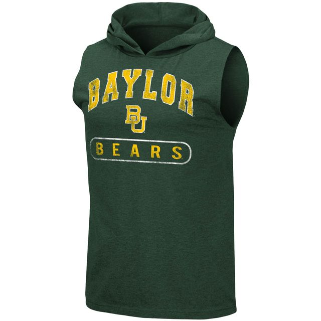 Débardeur à capuche universitaire Baylor Bears vert chiné Colosseum pour hommes