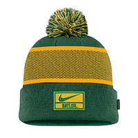 Men's Nike Green Baylor Bears 2024 Sideline Peak Cuffed Knit Hat with Pom