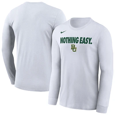 T-shirt à manches longues Nike Baylor Bears 2025 On-Court Bench pour homme Blanc