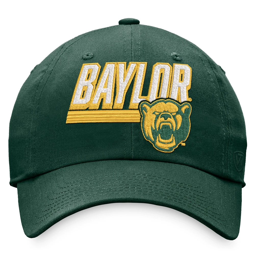 Men's Top of the World Green Baylor Bears Slice Adjustable Hat