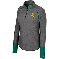 Women's Colosseum  Black Baylor Bears Morningside Sleeve Hit Raglan Quarter-Zip Top