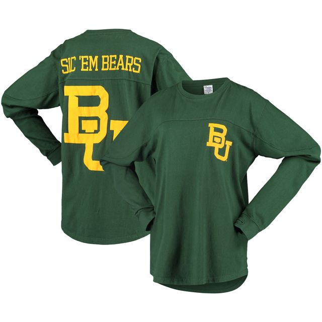 T-shirt surdimensionné à manches longues pour femme Pressbox vert Baylor Bears Big Shirt