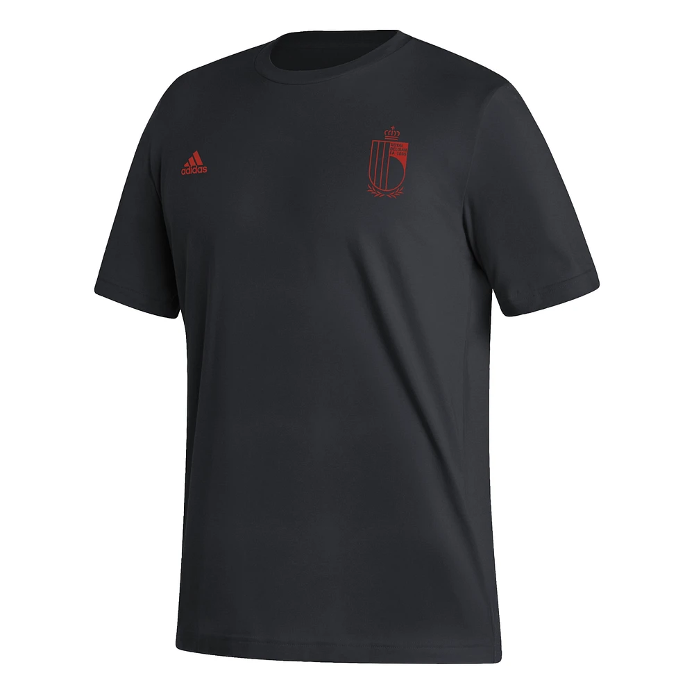 Men's adidas Black Belgium National Team Pattern Crest T-Shirt