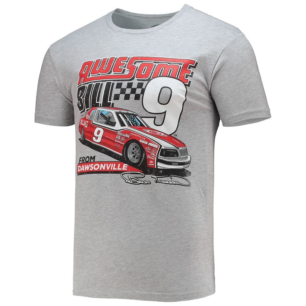 Men's Checkered Flag Heathered Gray Bill Elliott Legends T-Shirt
