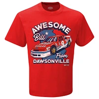 T-shirt rouge Bill Elliott Awesome From Dawsonville pour homme avec drapeau à damier