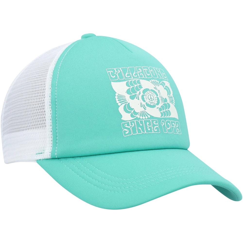 Casquette Snapback de camionneur Billabong bleu sarcelle/blanc Across Waves pour femmes
