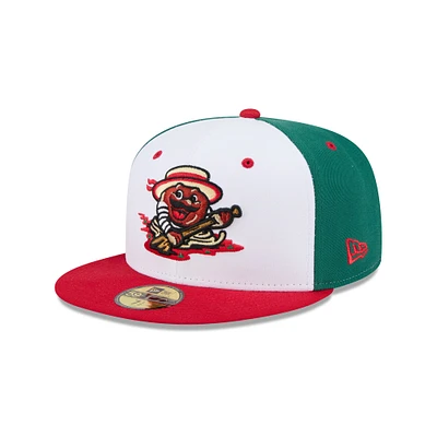 Casquette ajustée 59FIFTY blanche New Era pour homme, thème Binghamton Rumble Ponies