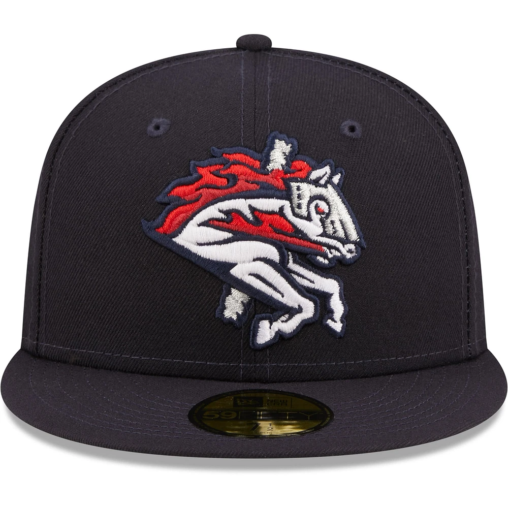 Casquette ajustée 59FIFTY pour homme Binghamton Rumble Ponies Authentic Collection New Era bleu marine