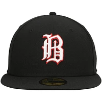Men's New Era Black Birmingham Barons Home Authentic Collection 59FIFTY Fitted Hat