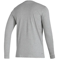 Men's adidas Heather Gray Boca Juniors Team Crest Long Sleeve T-Shirt
