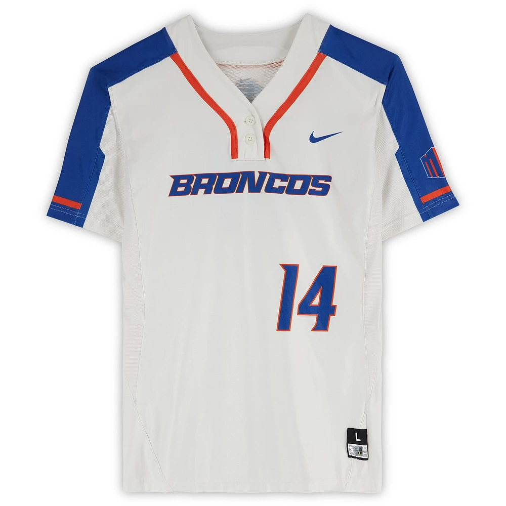 Boise State Broncos Team-Issued #14 White Jersey from the Softball Program - Size L
