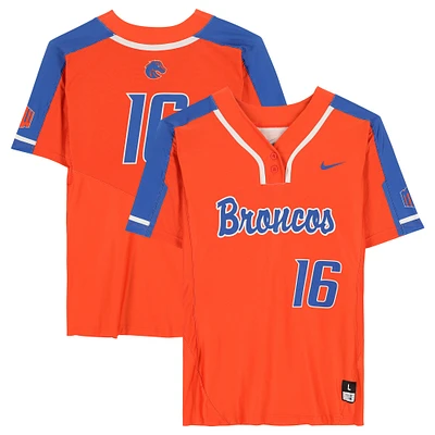 Boise State Broncos Team-Issued #16 Orange Jersey from the Softball Program - Size L