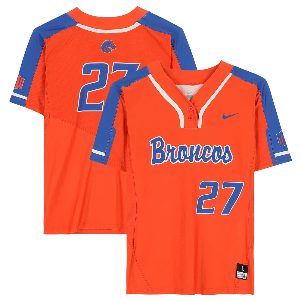 Boise State Broncos Team-Issued #27 Orange Jersey from the Softball Program - Size L