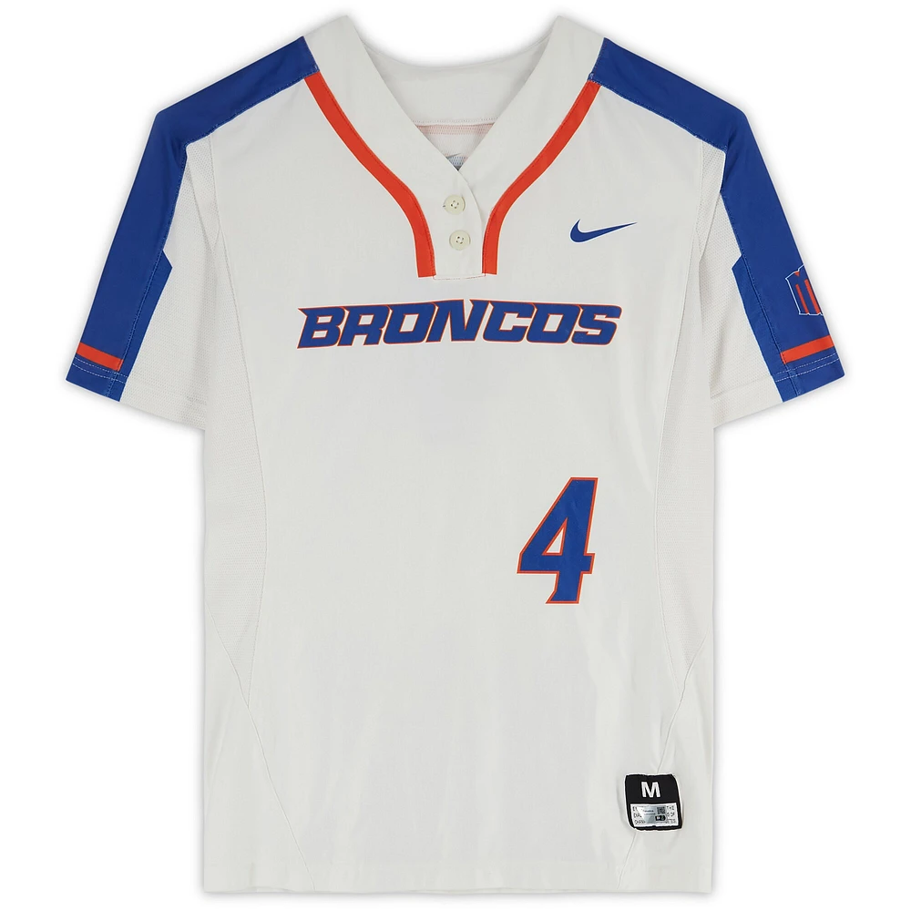 Boise State Broncos Team-Issued #4 White Jersey from the Softball Program - Size M