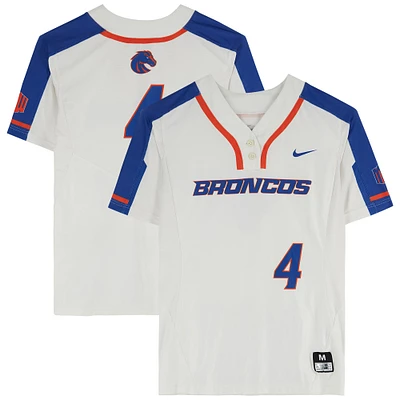 Boise State Broncos Team-Issued #4 White Jersey from the Softball Program - Size M