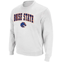 Men's Colosseum White Boise State Broncos Arch & Logo Tackle Twill Pullover Sweatshirt
