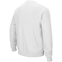 Men's Colosseum White Boise State Broncos Arch & Logo Tackle Twill Pullover Sweatshirt