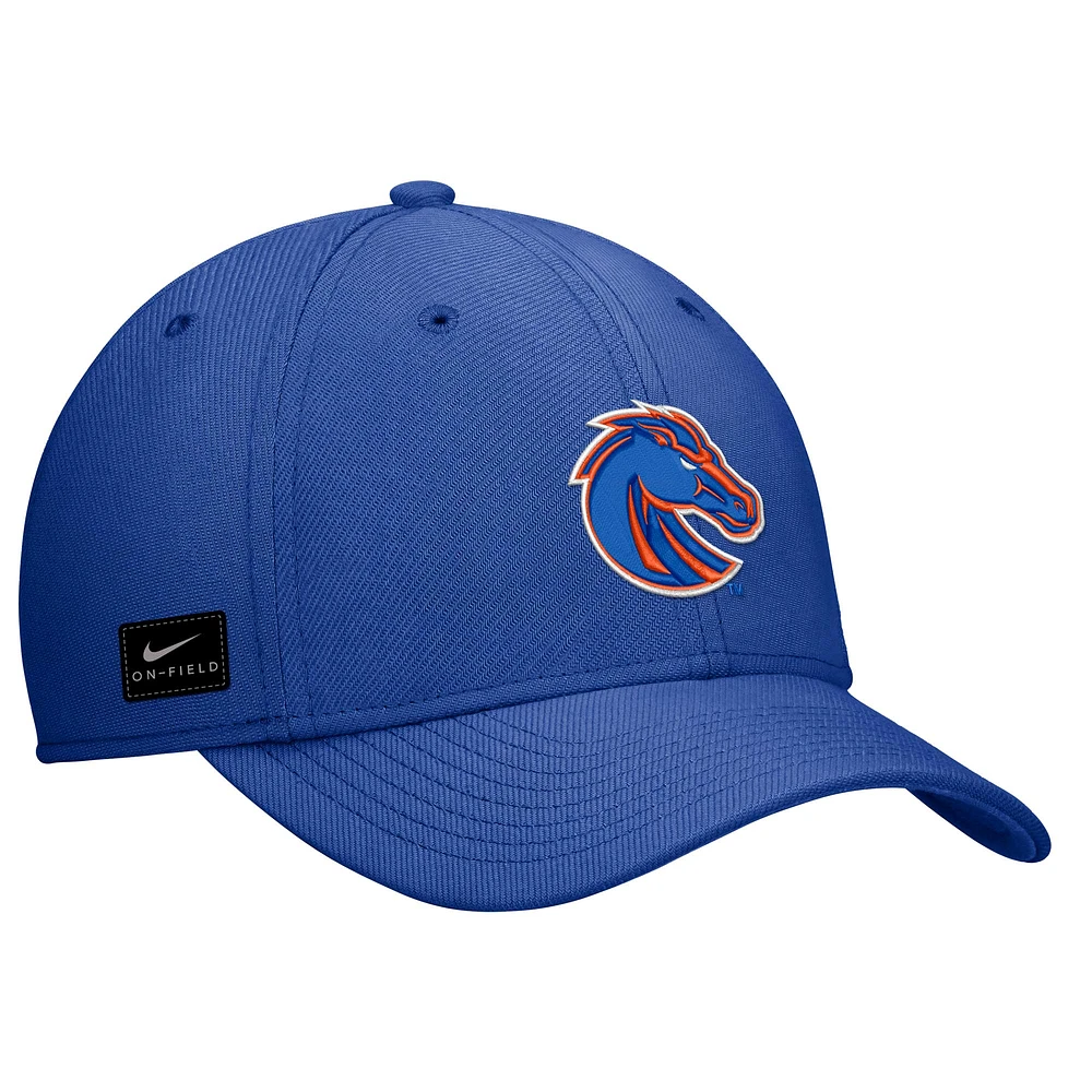 Men's Nike Royal Boise State Broncos 2024 Sideline Rise Swoosh Flex Hat