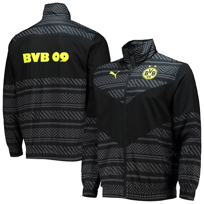 Veste d'avant-match entièrement zippée Borussia Dortmund 2022/23 Puma pour homme, noire