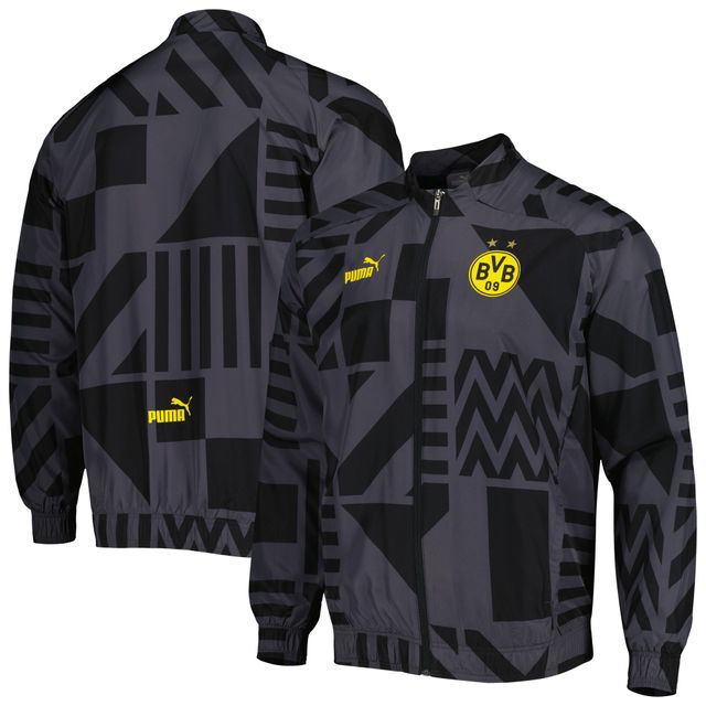Veste d'entraînement entièrement zippée à raglan Borussia Dortmund Puma pour homme, noir